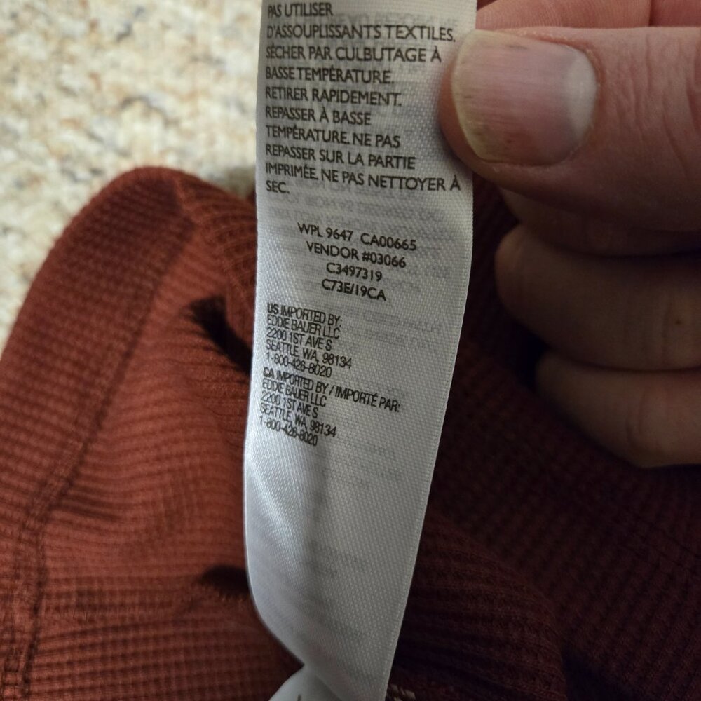 NWT Eddie Bauer XL Waffle Knit Henley Shirt (26" PTP) - Picture 7 of 9